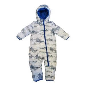 Spyder Baby 1 piece Snowsuit Infant 9/12 month GRAY BLUE pram Hood Sherpa Lined